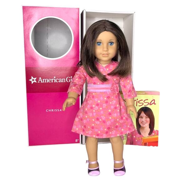 American Girl Of Year Chrissa Doll In Meet Outfit Dress Shoes Panties Book Box - Picture 1 of 12